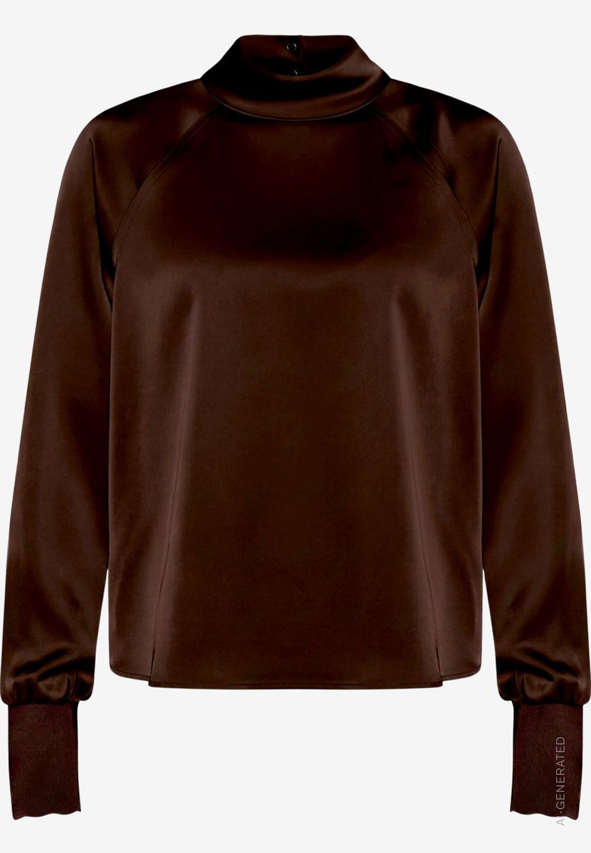 Damen Satinbluse mit Stehkragen