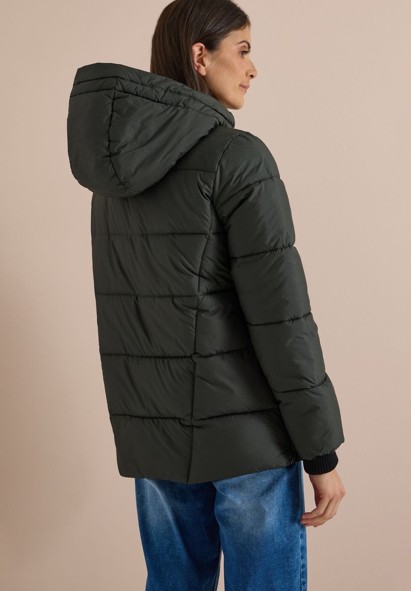 Puffer-Jacke in Midi-Länge mit Kapuze