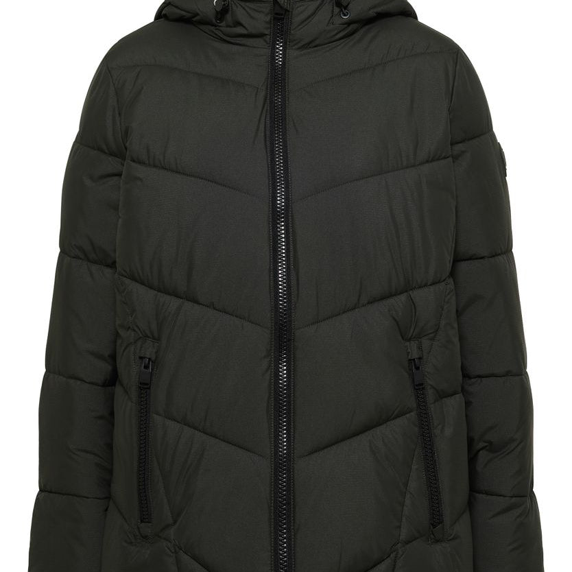 Puffer-Jacke in Midi-Länge mit Kapuze