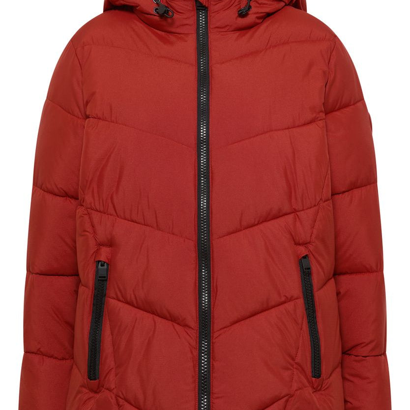 Puffer-Jacke in Midi-Länge mit Kapuze