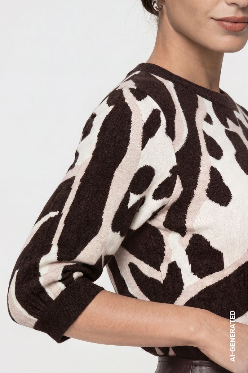 Strickpullover mit Leo-Tiger-Mustermischung