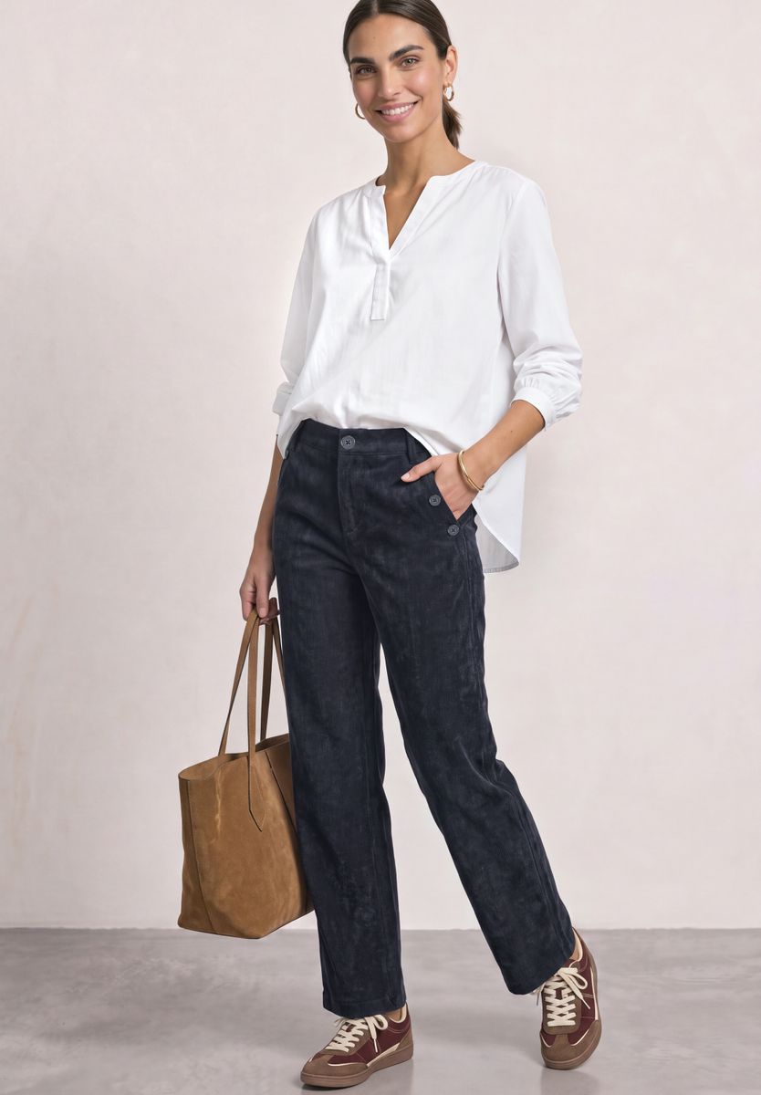 Mid Waist Straight Leg Hose mit Knöpfen