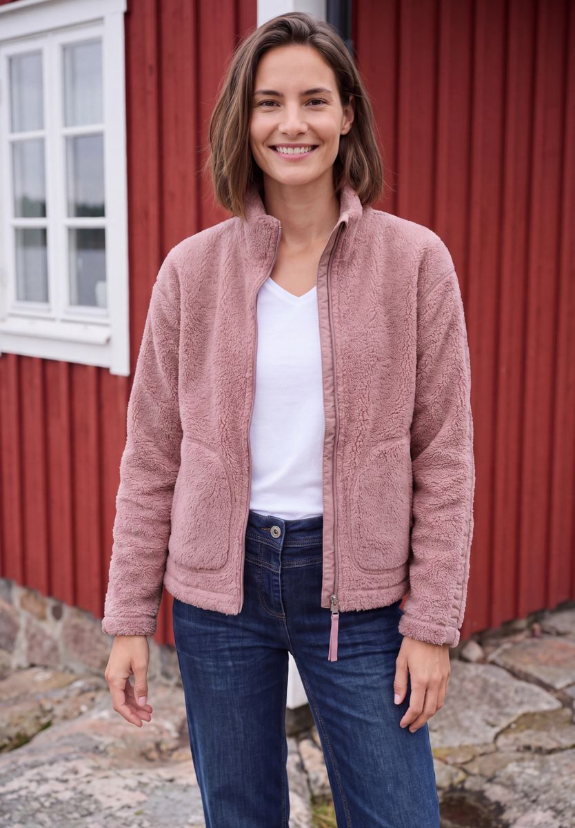 Teddyjacke mit Stehkragen und Zipper
