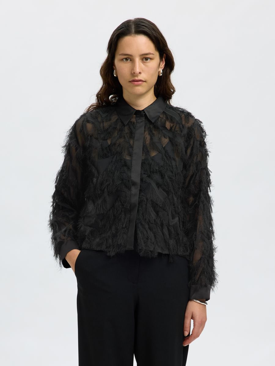 SLWMYLINE LS FLUFFY CROPPED SHIRT B