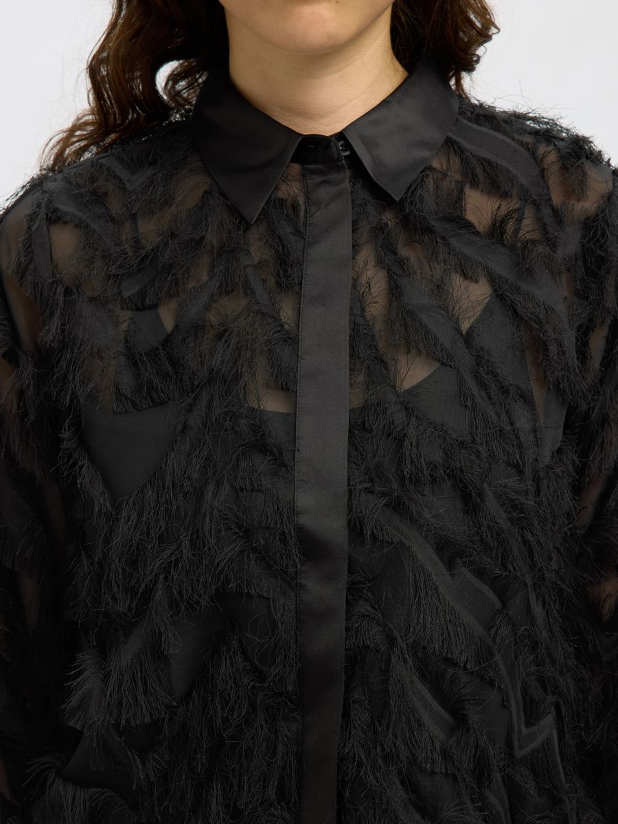 SLWMYLINE LS FLUFFY CROPPED SHIRT B
