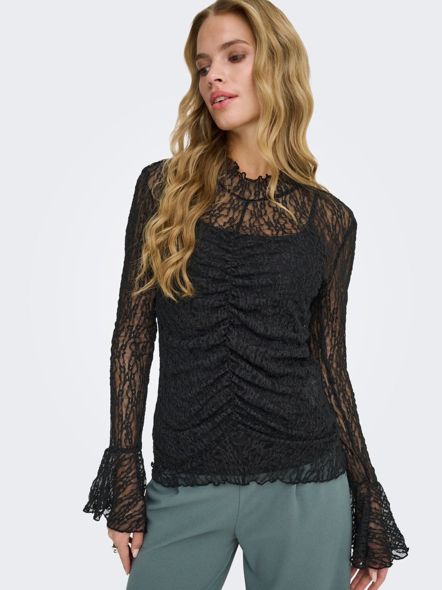 JDYLALA L/S HIGH NECK LACE TOP JRS
