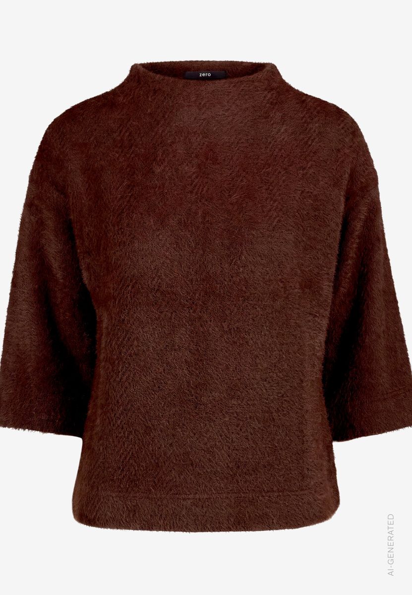 Damen Sweatshirt 3/4 Arm mit Fischgrätmuster