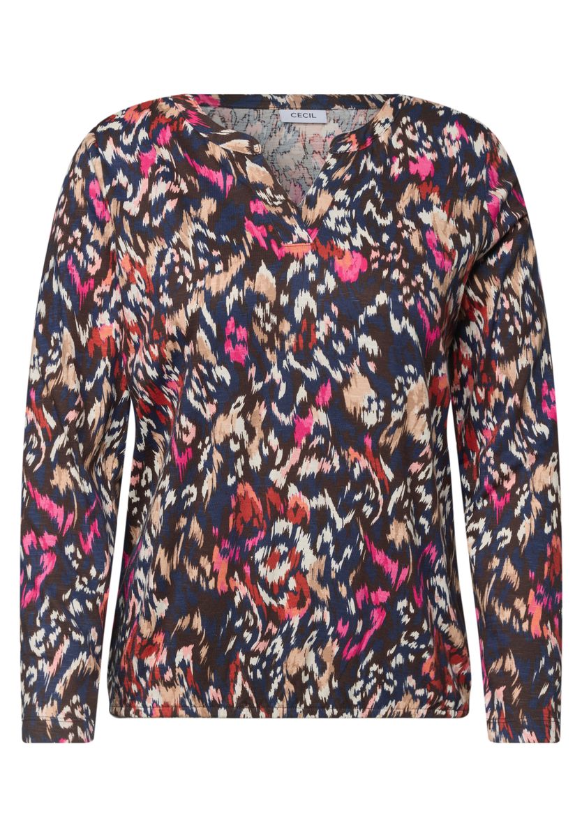 Shirt mit Split Neck im Tunika-Look