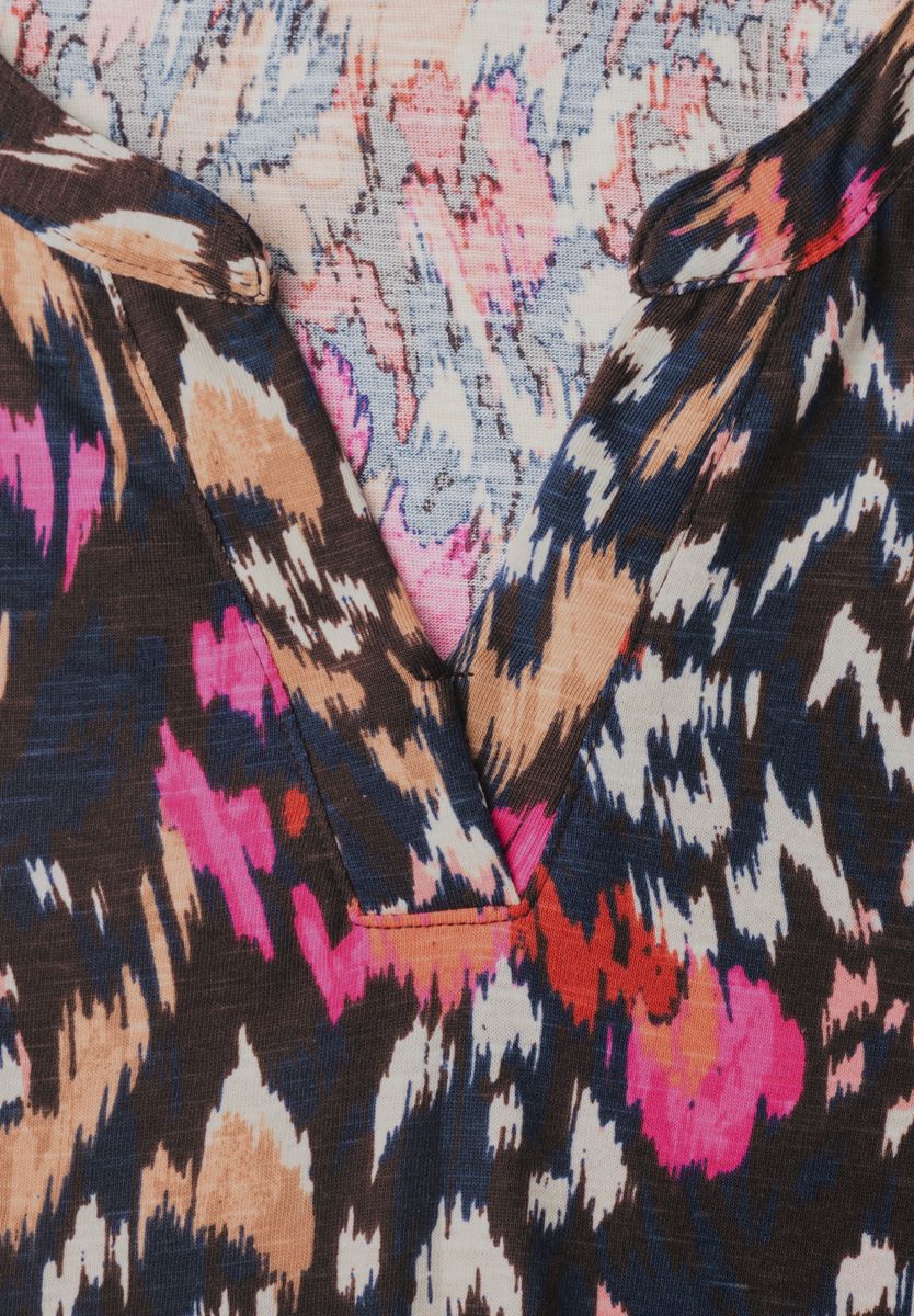 Shirt mit Split Neck im Tunika-Look