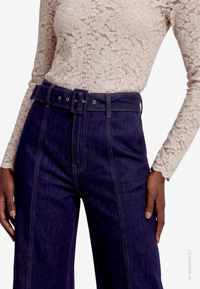 High-Waist Jeans Damen mit Gürtel