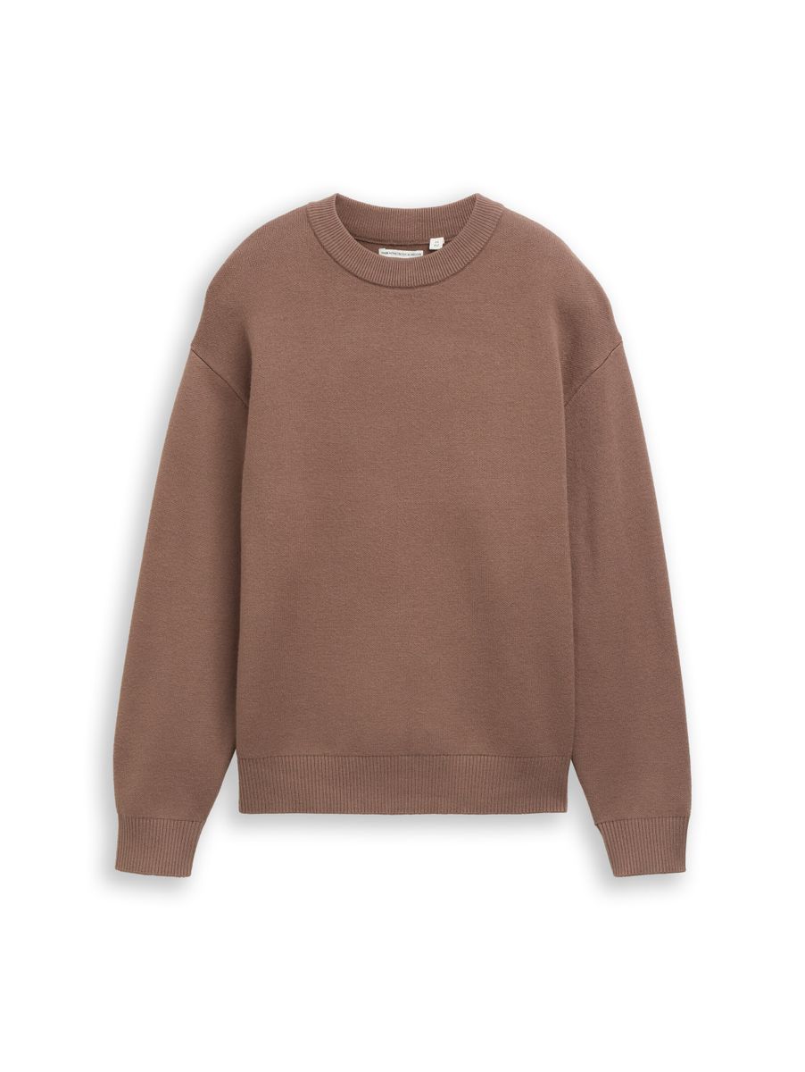 Oversize Jacquard Strickpullover mit Rückenmotiv