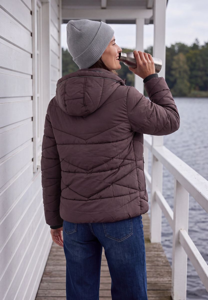 Steppjacke mit Kapuze und Zipper
