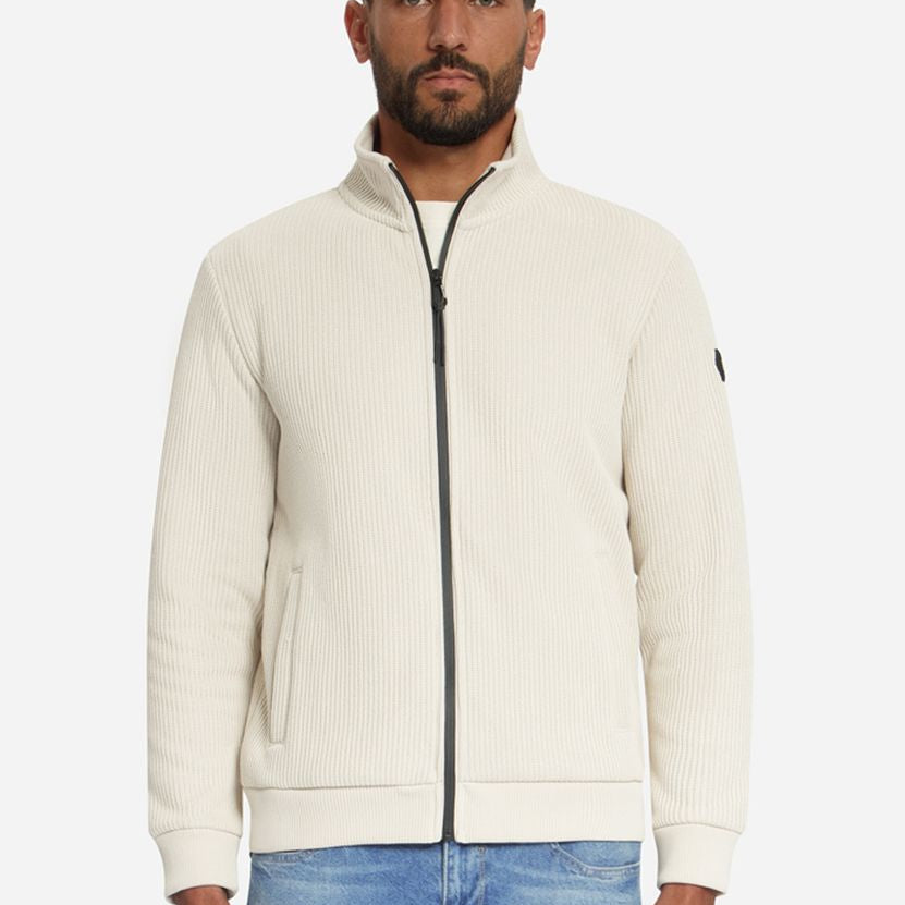 Sweater Full Zip Stand Up Collar Bonded Knit