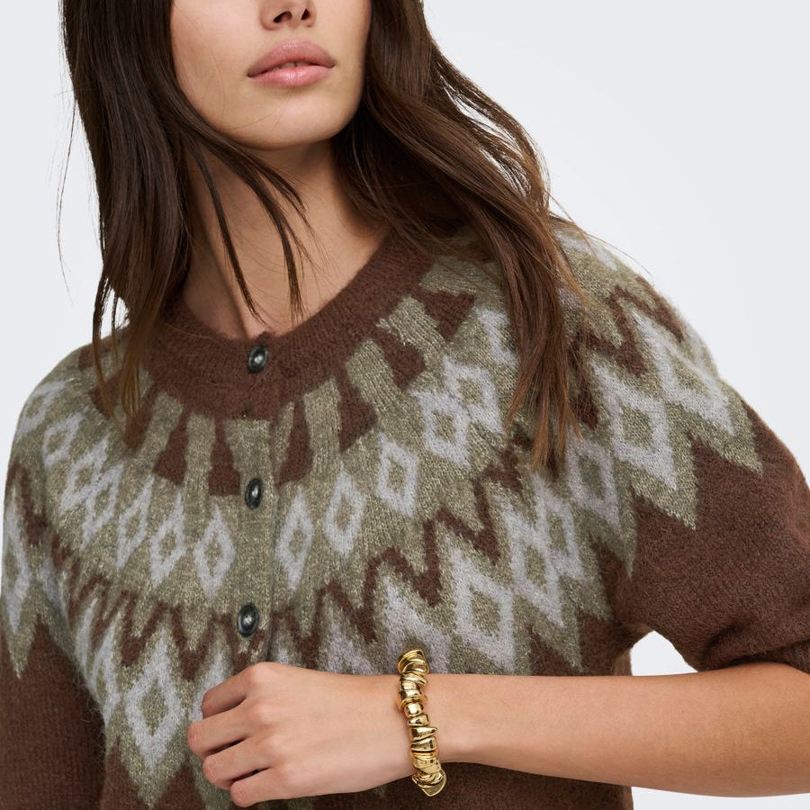 ONLREYKJA SS FAIR ISLE O-NECK CARDI KNT