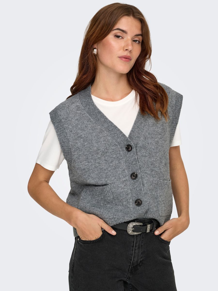 JDYSUPER S/L V-NECK VEST KNT NOOS