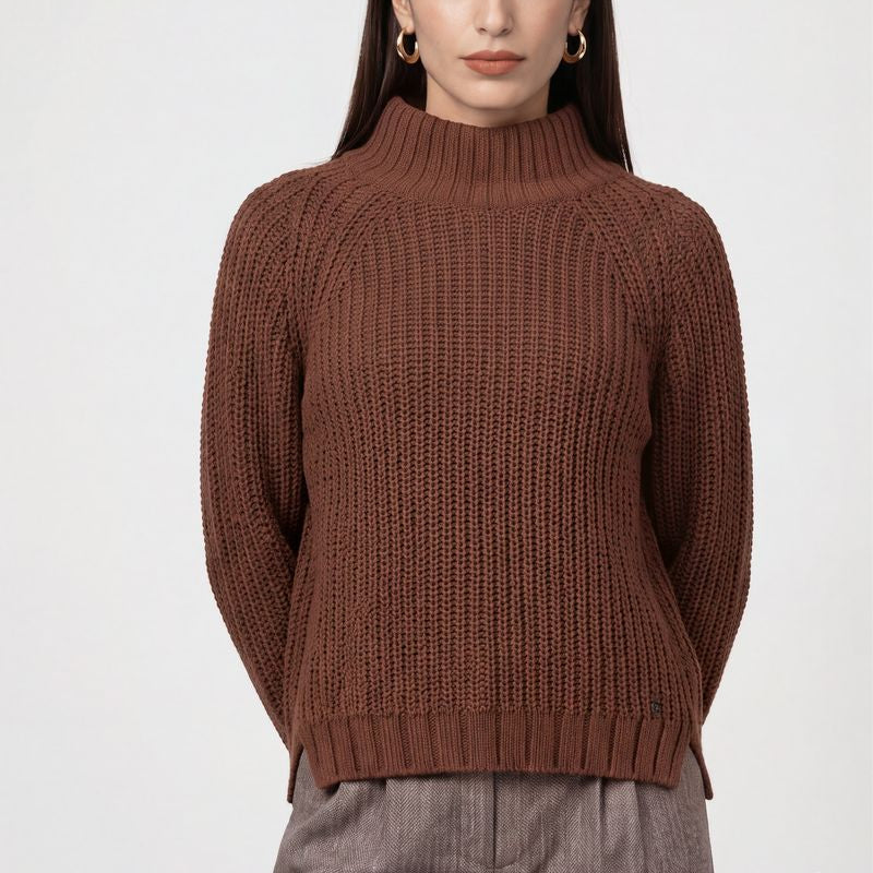 Strickpullover mit Stehkragen