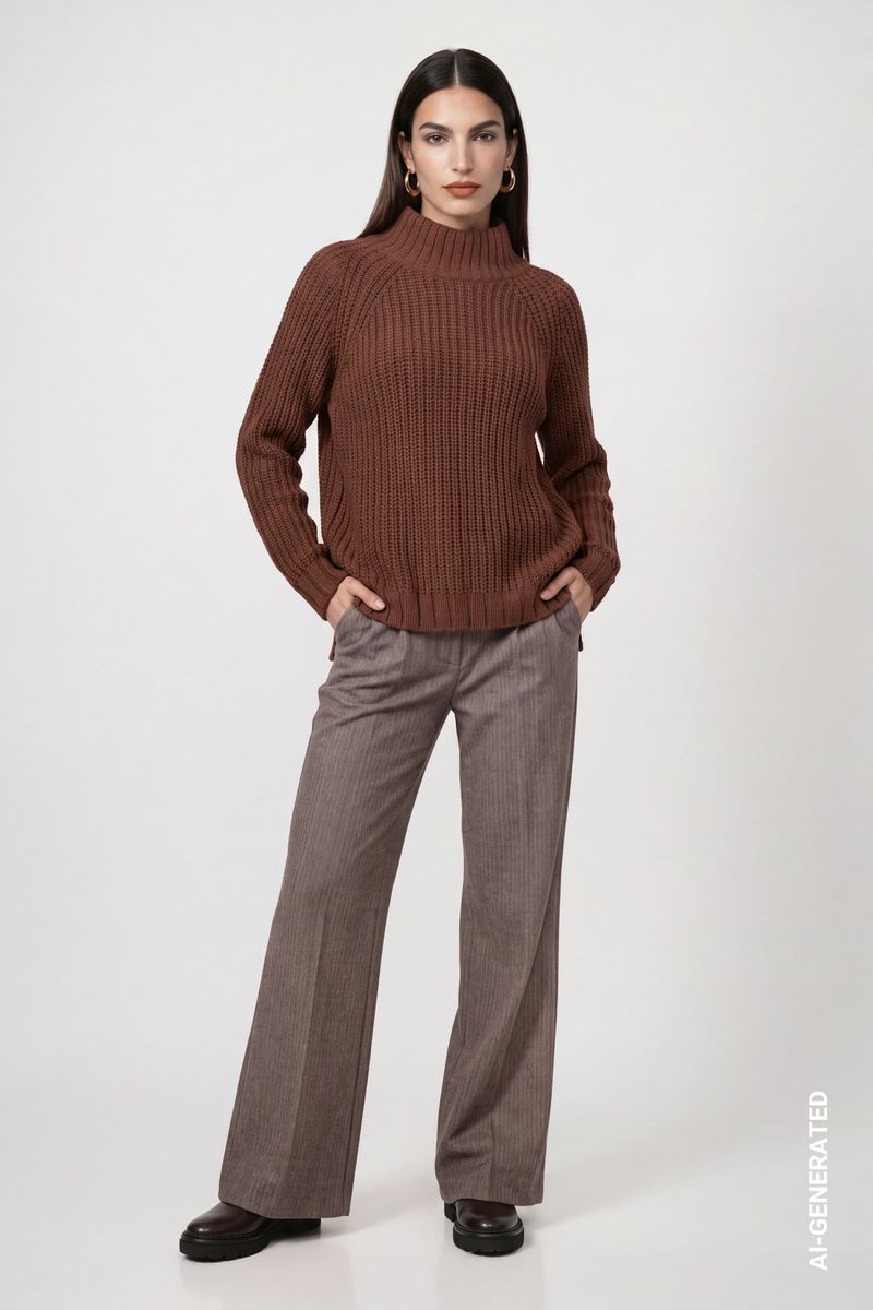 Strickpullover mit Stehkragen