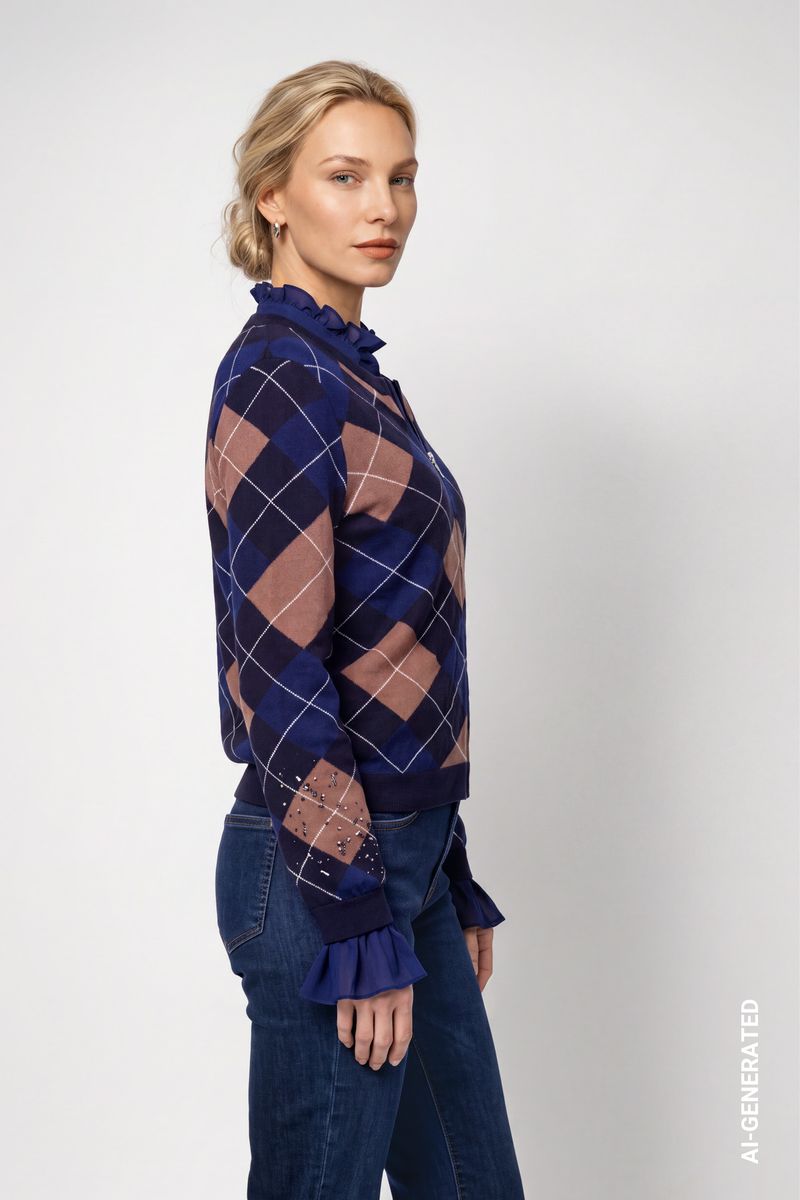 Strickjacke mit Rautenmuster