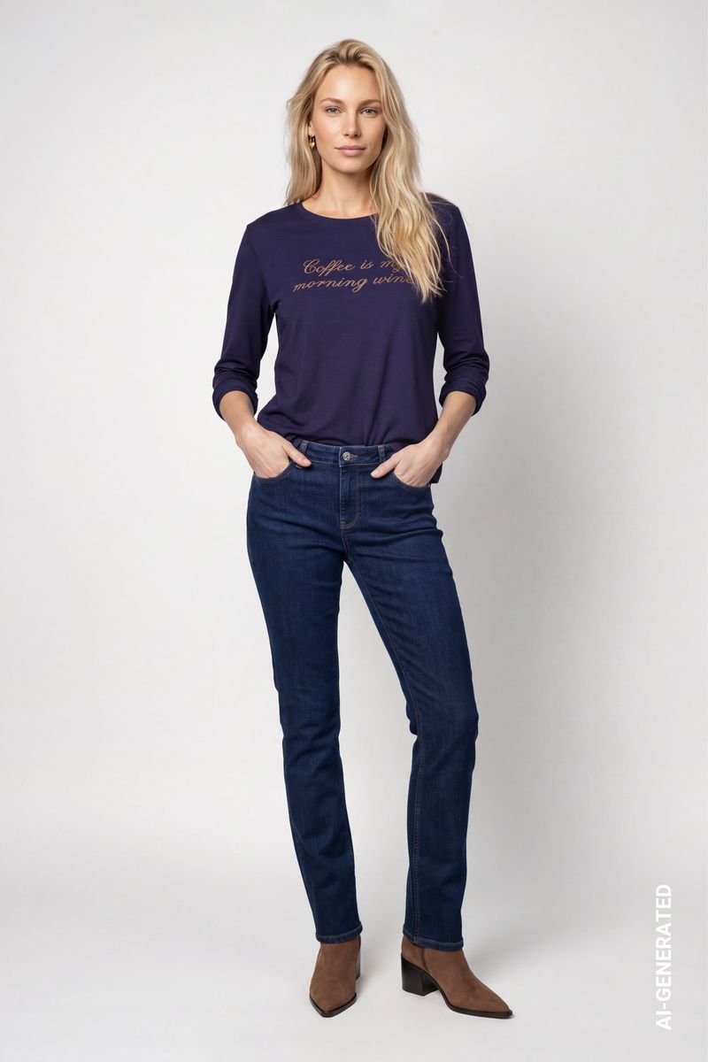 Langarmshirt mit Strassschriftzug