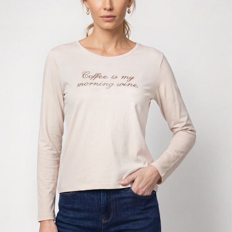 Langarmshirt mit Strassschriftzug