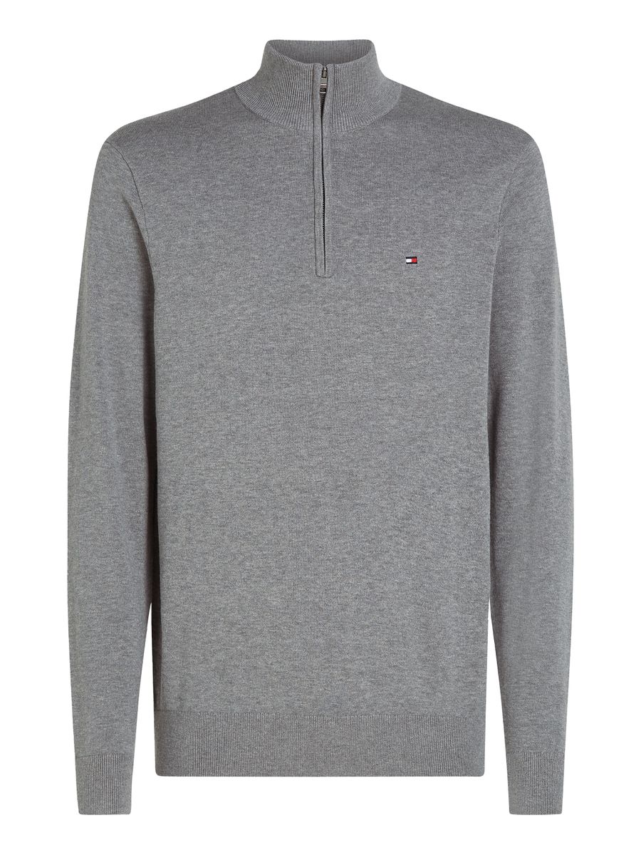 ESSENTIAL COTTON ZIP MOCK