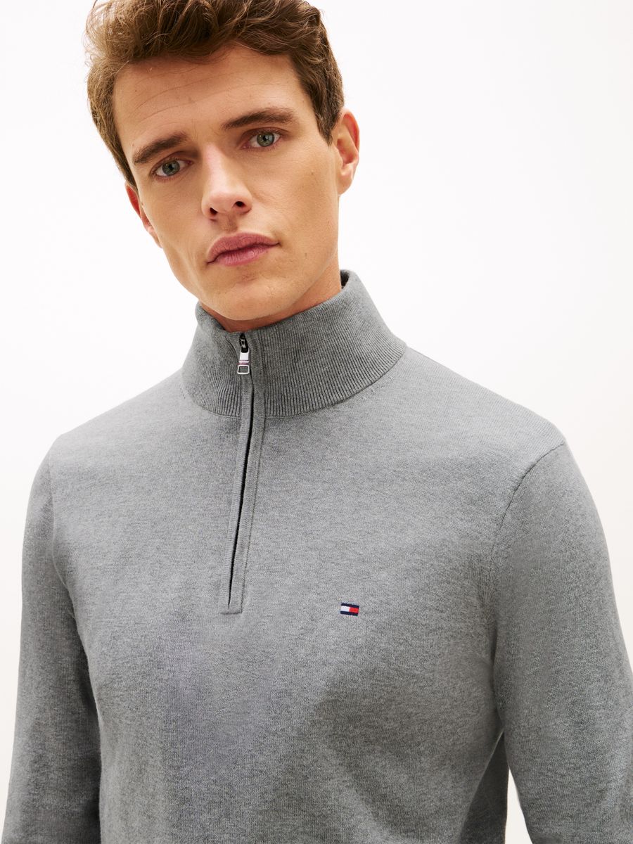 ESSENTIAL COTTON ZIP MOCK