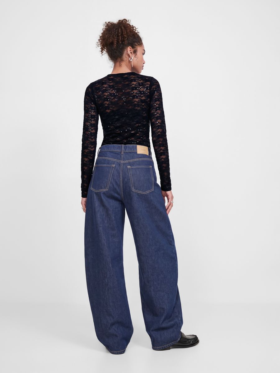 JXLUNA LS LACE SEQUIN TOP WVN
