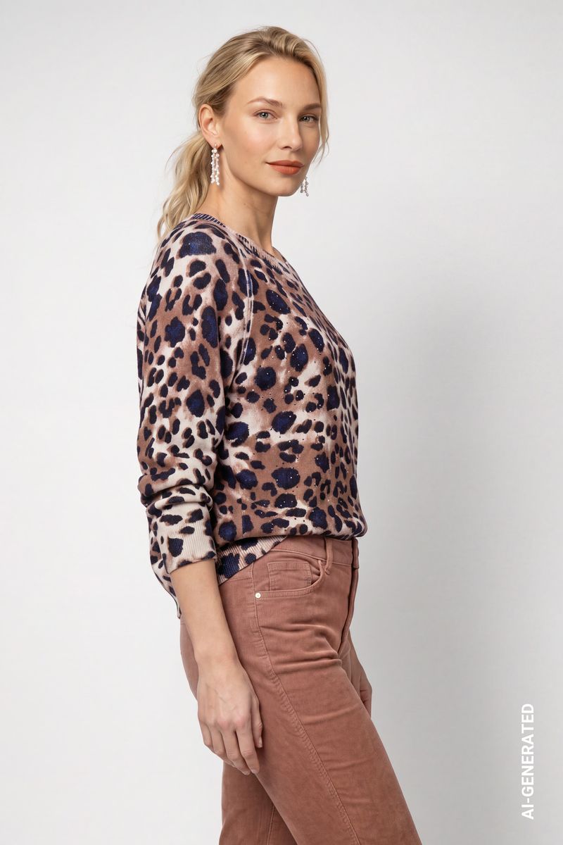 Strickpullover im Leopardenmuster