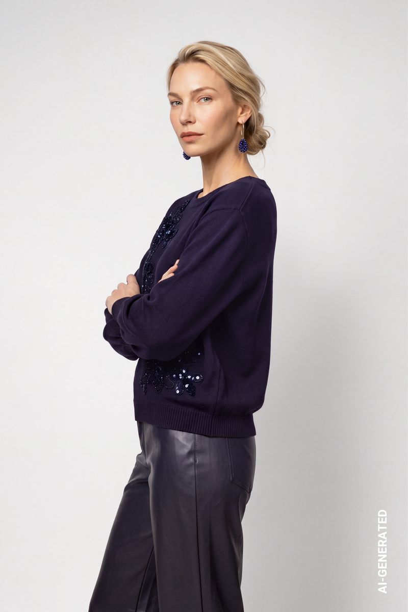 Strickpullover mit Schmuckapplikationen
