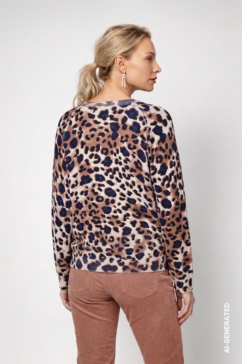 Strickpullover im Leopardenmuster