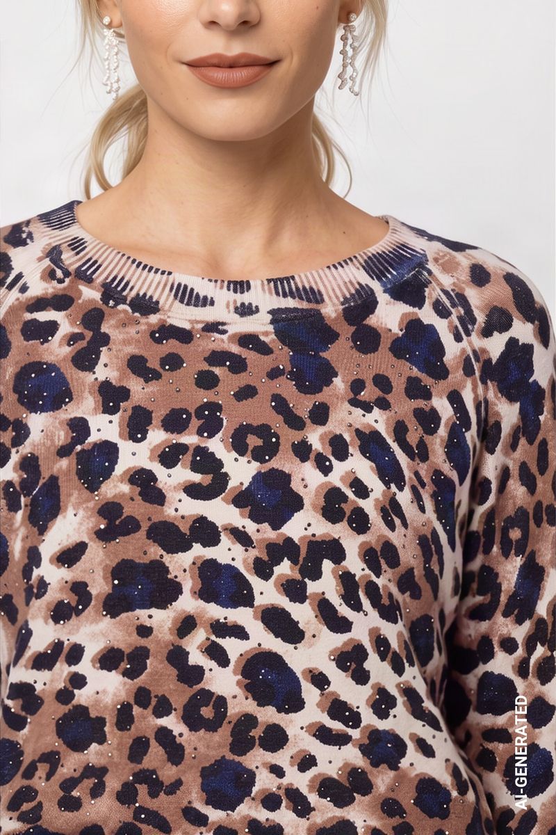 Strickpullover im Leopardenmuster