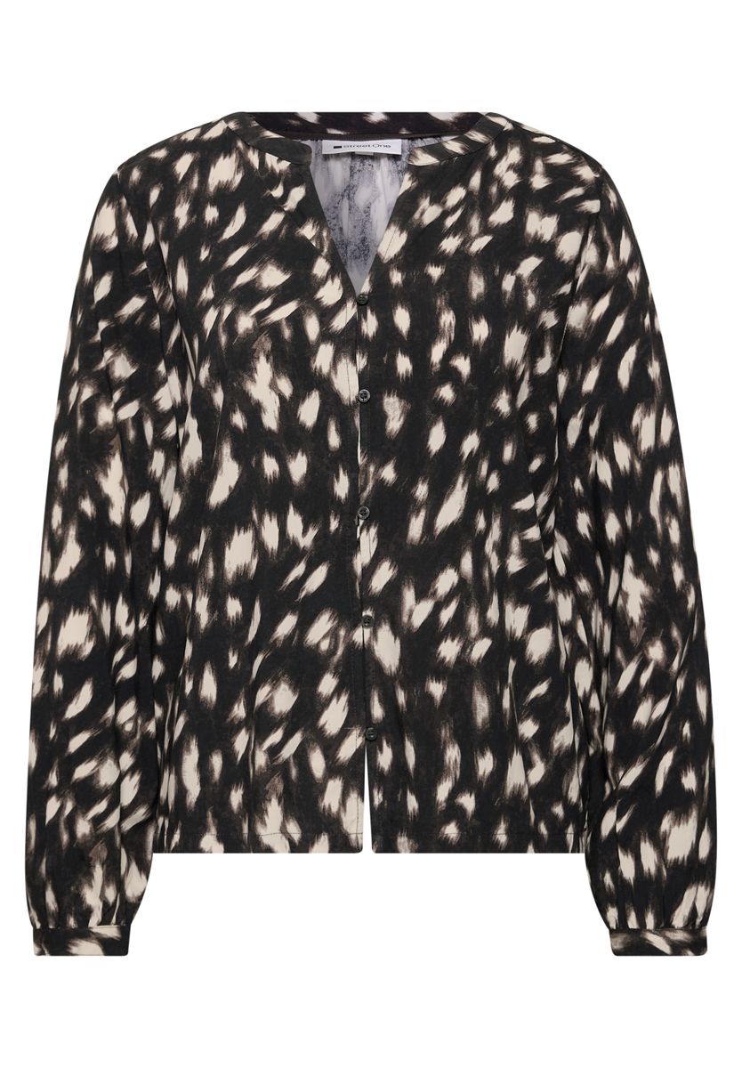 Langarm Tunika mit Split Neck und Reh-Print
