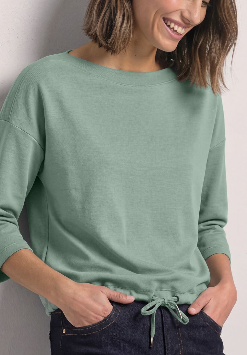 3/4-Arm Shirt mit Boat Neck und Tunnelzug