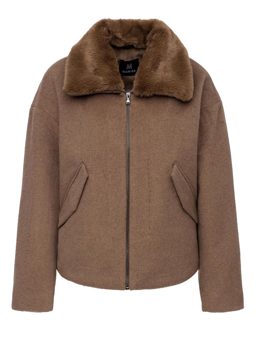 Wolljacke
mit
Kunstpelzkragen
