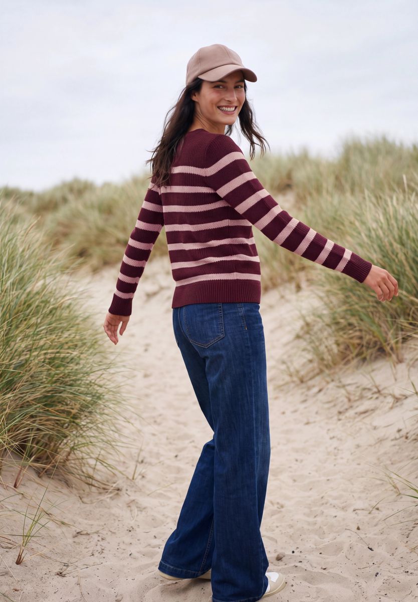 Langarm Pullover mit Rundhals und Streifen