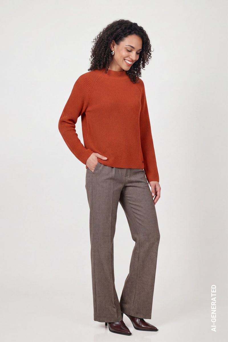 Strickpullover mit Stehkragen