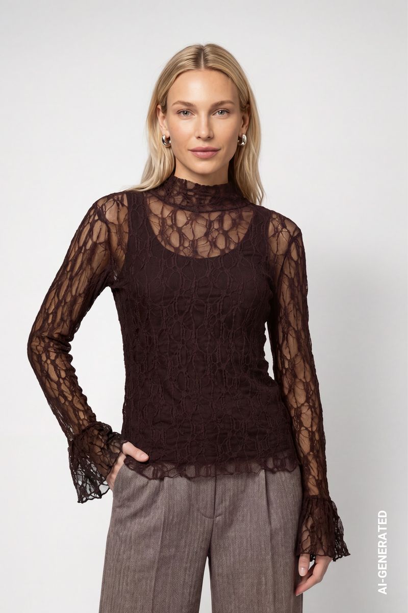 Langarmshirt aus Spitze