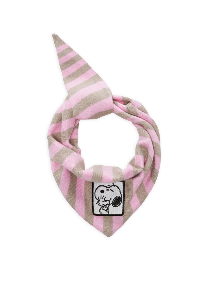 Gestricktes Dreieckstuch mit Streifenmuster und Snoopy-Badge