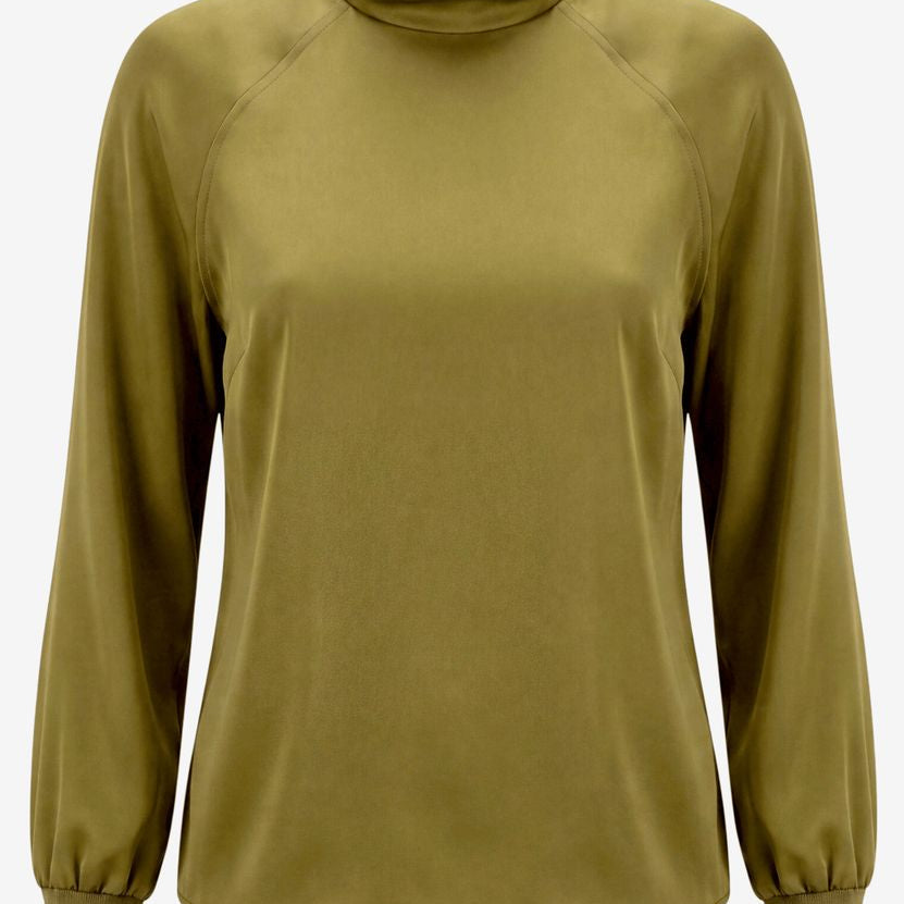 Damen Satinbluse mit Stehkragen