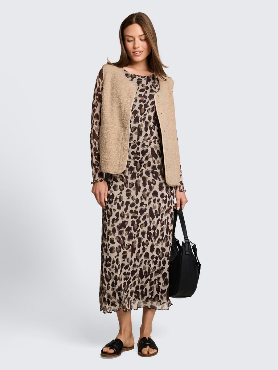 Boxy Fit Teddy Weste mit Taschen