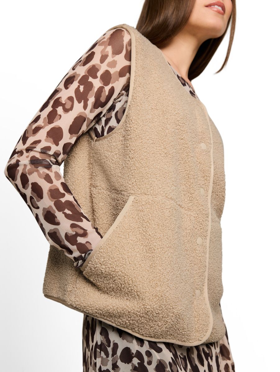 Boxy Fit Teddy Weste mit Taschen
