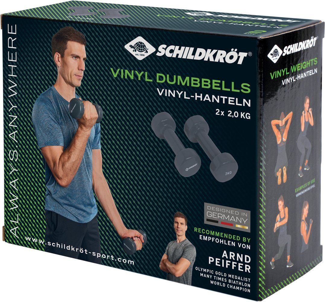 SCHILDKRÖT FITNESS Schildkröt VINYL HANTEL Set, 2x 2,0kg (grey), in 4C-Box, M-2022