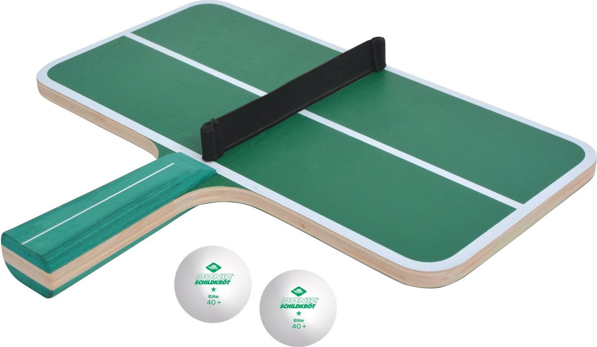 DONIC Tischtennis-Set Schildkröt Ping Pong Challenge Tischtennis-Set, 1 Schläger in Form einer kleinen Tischtennisplatte, mit Netzgarnitur, 2 Bälle, Geschicklichkeitsspiel für Groß und Klein, 788459
