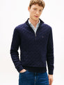 CLASSIC COTTON CABLE ZIP MOCK