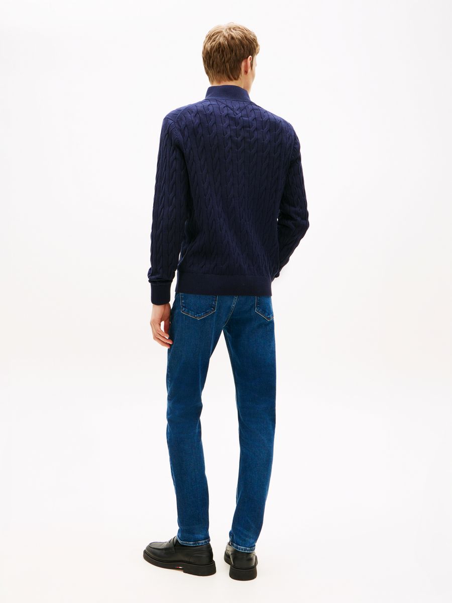 CLASSIC COTTON CABLE ZIP MOCK