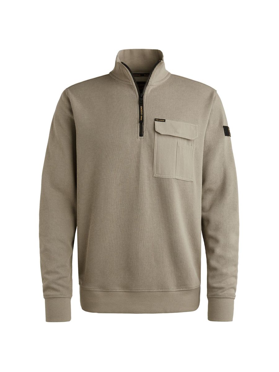 Half zip collar knit look jersey
