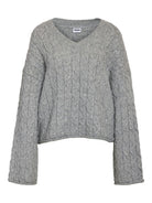 NMELOISE L/S V-NECK CABLE KNIT FWD
