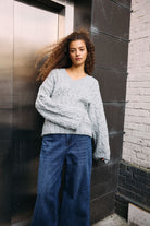NMELOISE L/S V-NECK CABLE KNIT FWD