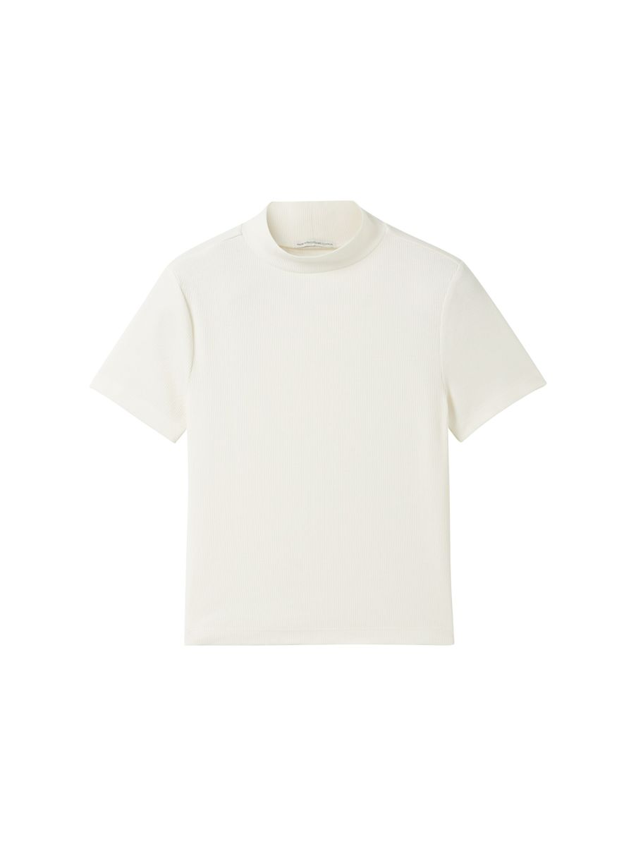 cropped mock neck rib t-shirt