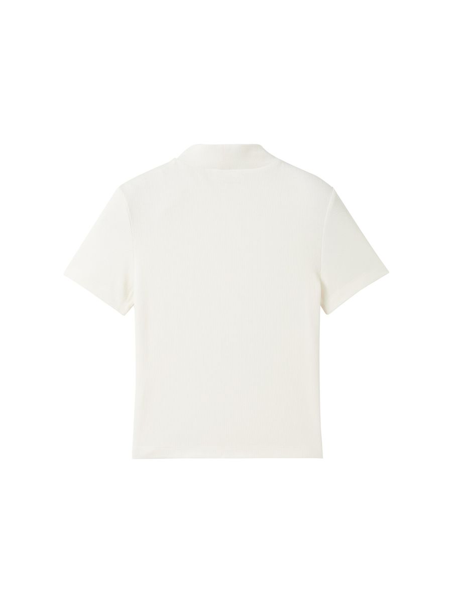 cropped mock neck rib t-shirt